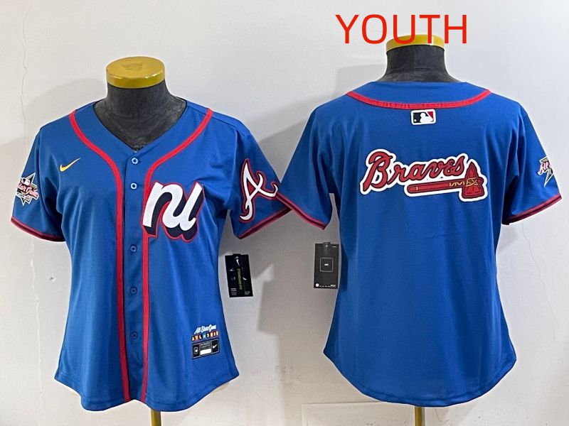 Youth 2025 Atlanta Braves Blank Blue All star Nike MLB Jersey style 03